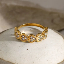 Stainless Steel Inlaid Zircon Heart Ring Fashion Jewelry