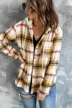 Plaid Button Up Hooded Jacket Woman Outerwear