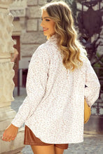 Leopard Collared Neck Dropped Shoulder Jacket Woman Outerwear