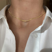 Titanium Steel Knotted Necklace Gold One Size Necklaces