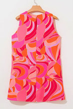 Abstract Floral Print Sleeveless Shift Mini Dress Casual Dresses
