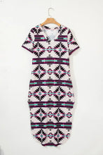 Aztec Print V-Neck Midi Dress Woman Casual Dress