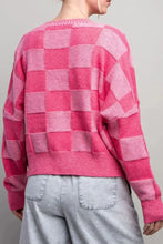 Checkered V-Neck Long Sleeve Cardigan Woman Outerwear