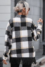 Plaid Collared Neck Snap Front Jacket Woman Outerwear