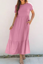 Solid Color High Waist Pocketed Tee Dress Casual Dresses