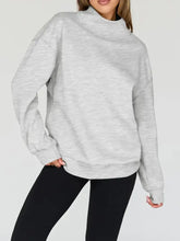 Mock Neck Drop Shoulder Long Sleeve Sweatshirt Woman Sweatshirts