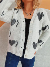 Heart Button Up Long Sleeve Cardigan Woman Outerwear