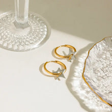 Two-Tone Stainless Steel Star Hoop Earrings Earrings