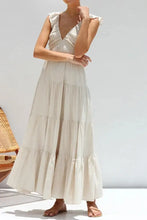 Ruffled V-Neck Tiered Dress Casual Dresses