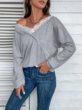 Perfee Lace Detail Long Sleeve Top Woman Blouses