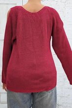 Plus Size Cold Shoulder Round Neck Sweater Sweater Pullovers