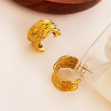 18K Gold-Plated Textured Chunky Hoop Earrings Earrings
