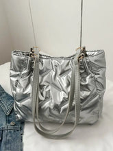 Textured Polyester Shoulder Bag Silver One Size Shoulder Bags
