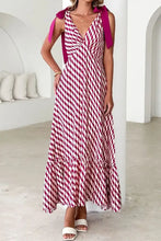 Printed V-Neck Tie Shoulder Midi Cami Dress Casual Dresses