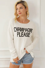 CHAMPAGNE PLEASE Long Sleeve Slit Sweater Sweater Pullovers