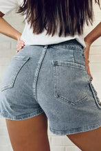 Studded Acid Wash Denim Shorts Denim Shorts