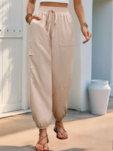 Perfee Elastic Waist Joggers with Pockets Woman Pants