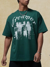 Men's Graphic Round Neck Half Sleeve T-Shirt Dark Green Mens Tops
