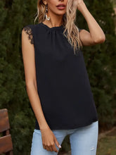 Lace Detail Ruched Round Neck Tank Tanks & Camis