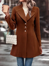 Collared Neck Long Sleeve Longline Coat Woman Outerwear
