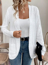 Pocketed Eyelet Open Front Cover Up Woman Outerwear