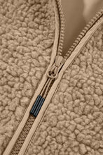 Drawstring Fleece Zip Up Hooded Jacket Woman Outerwear