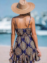 Printed Spaghetti Strap Summer Beach Dress Woman Casual Dress