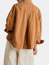 Button Up Drop Shoulder Denim Jacket Woman Outerwear