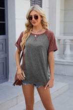 Round Neck Short Sleeve T-Shirt Gray Woman T Shirts