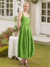 Square Neck Sleeveless Midi Swing Dress Casual Dresses