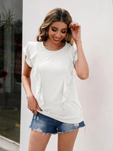 Ivy Lane Ruffled Round Neck Cap Sleeve T-Shirt Woman T Shirts