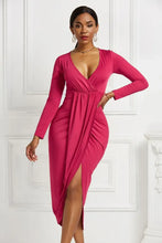 High-low Ruched Surplice Long Sleeve Dress Cocktail Dress