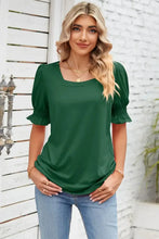 Smocked Square Neck Short Sleeve T-Shirt Woman T Shirts
