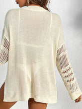 Cutout Notched Long Sleeve Cover-Up Swimwear Cover-Ups