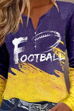 FOOTBALL Graphic Notched Neck Long Sleeve T-Shirt Woman T Shirts