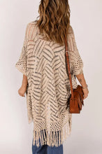 Openwork Open Front Cardigan with Fringes Woman Outerwear