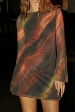 Tie Dye Print Long Sleeve Bodycon Mini Dress Woman Casual Dress