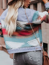 Geometric Button Up Long Sleeve Jacket Woman Outerwear