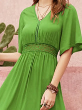 Lace Detail V-Neck Short Sleeve Dress Woman Casual Dress