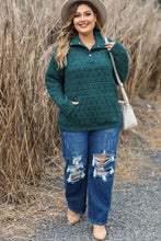 Plus Size Quarter Snap Quilted Sweatshirt Woman Sweatshirts