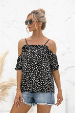 Printed Cold-Shoulder Frill Trim Blouse Woman Blouses