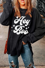 HEY BOO Graphic Round Neck Sweatshirt Woman Sweatshirts