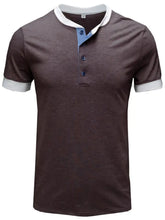 Men's Contrast Trim Henley Top Mens Tops