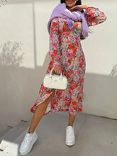 Floral Print Long Sleeve V-Neck Dress Woman Casual Dress