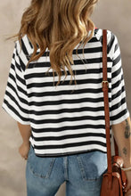 Striped Round Neck Raglan Sleeve T-Shirt Woman T Shirts