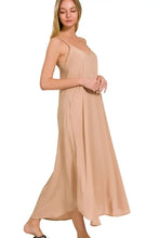 Zenana Woven Arc Hem Cami Dress With Flowy Pockets BRUSH Woman Casual Dress