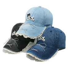 Dog Bow Adjustable Baseball Cap Light Blue One Size Hats