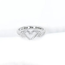 Hand Heart Shape 925 Sterling Silver Open Ring Rings