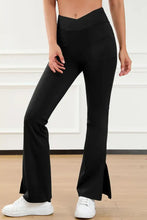 Wide Waistband Slit Bootcut Active Pants Woman Leggings