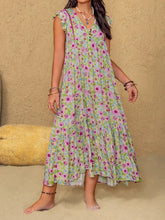 Plus Size Ruffled Printed V-Neck Midi Dress Casual Dresses